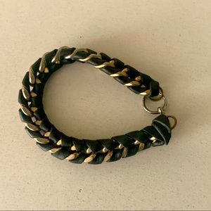 gold and leather braided bracelet